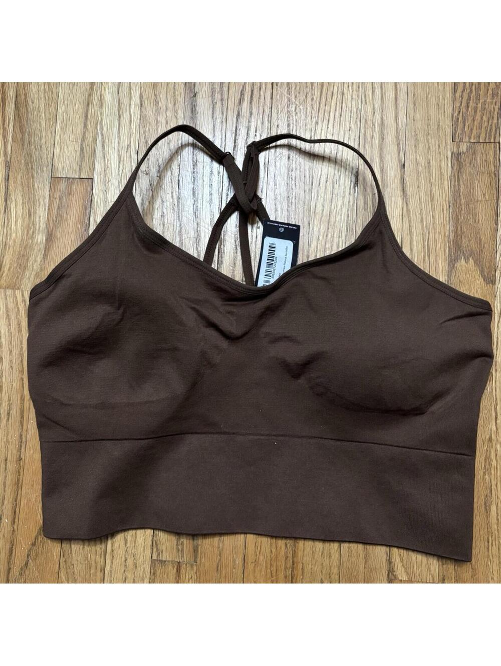 PrettyLittleThing Dark Brown Basic Seamless Padded Sports Bra NWT UK Size L